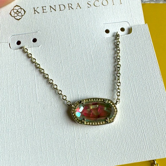 Kendra Scott Dichroic Glass Elisa Gold Pendant Necklace - Picture 5 of 6